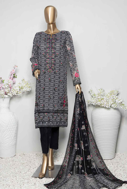 3 Piece Unstitched - Premium Embroidered Lawn Suit - PEC-917 Vol-03