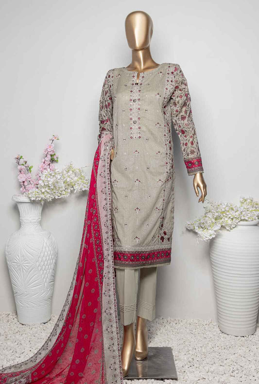 3 Piece Unstitched - Premium Embroidered Lawn Suit - PEC-918 Vol-04