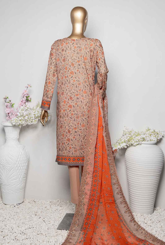 3 Piece Unstitched - Premium Embroidered Lawn Suit - PEC-919 Vol-03