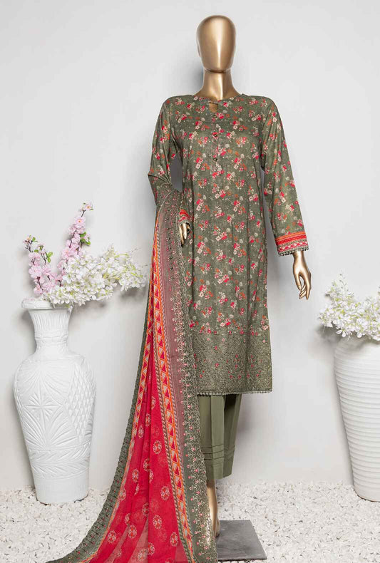 3 Piece Unstitched - Premium Embroidered Lawn Suit - PEC-920 Vol-04