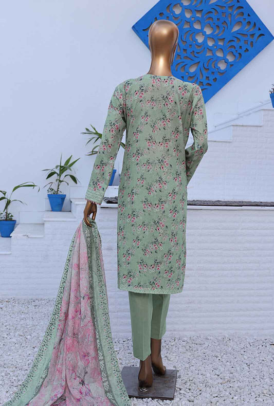 3 Piece Unstitched - Premium Embroidered Lawn Suit - PEC-981