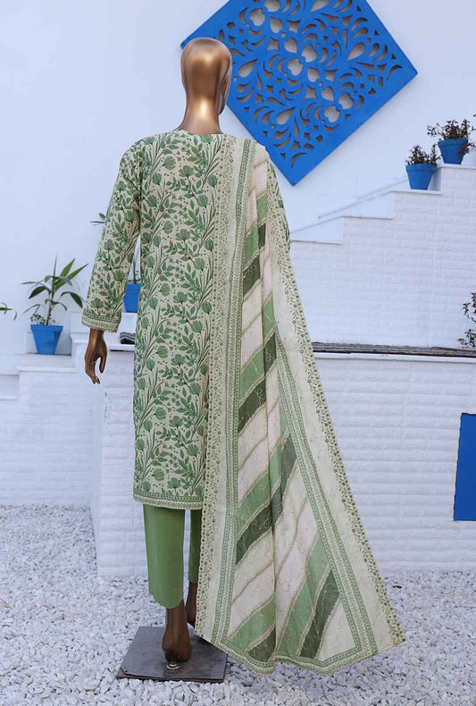 3 Piece Unstitched - Premium Embroidered Lawn Suit - PEC-982