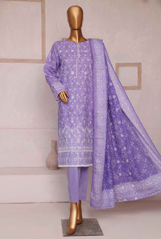 3 Piece Unstitched - Digital Printed Elite Khaddar Chikankari Suit - PKC-12