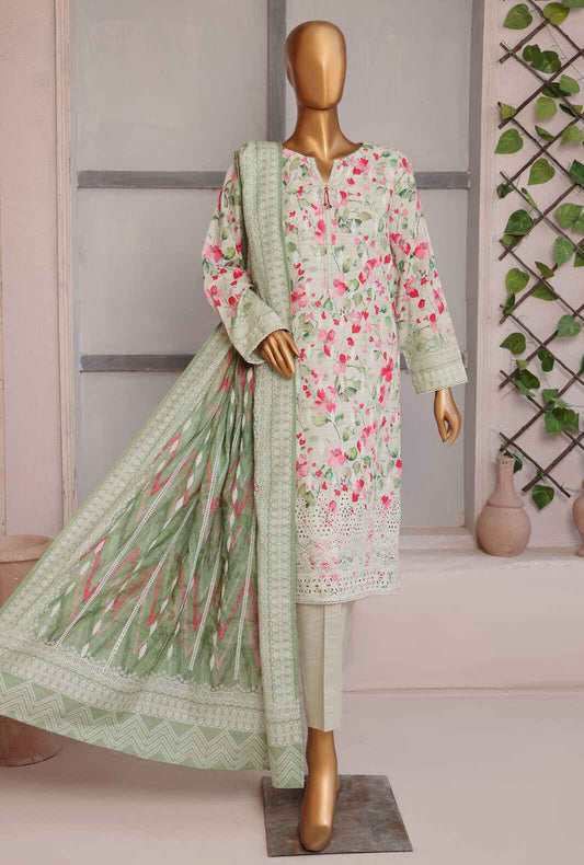 3 Piece Unstitched - Digital Printed Elite Khaddar Chikankari Suit - PKC-15