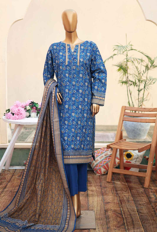 3 Piece Unstitched - Digital Printed Premium Khaddar Suit - PKP-38