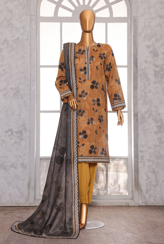 Printed Khaddar Suit Unstitched 3 Piece - PKC - 3074 Vol - 02