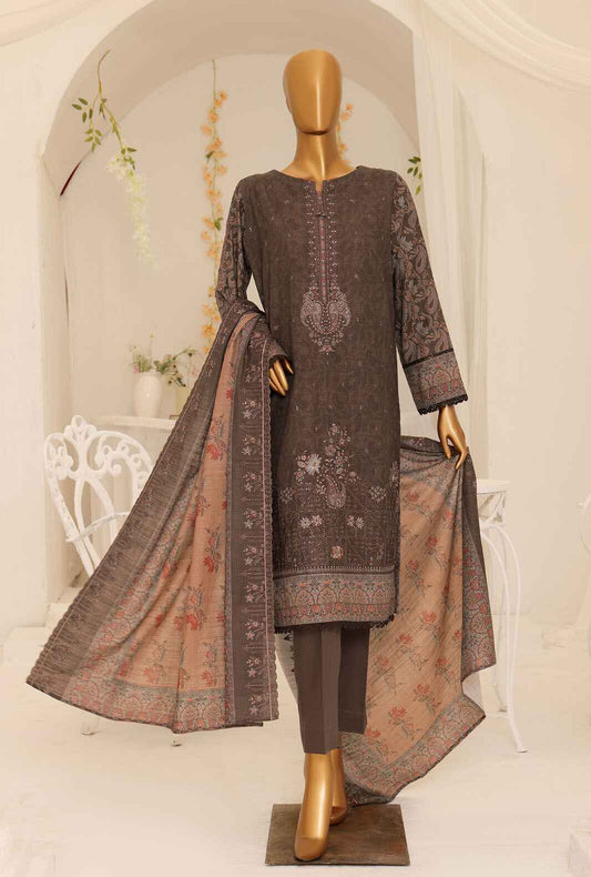 3 Piece Unstitched - Khaddar Premium Embroidered - PKE-08