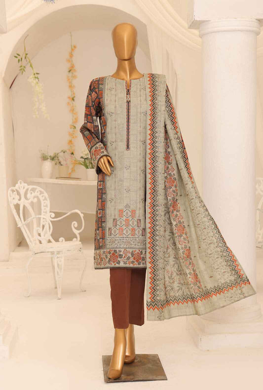 3 Piece Unstitched - Khaddar Premium Embroidered - PKE-17