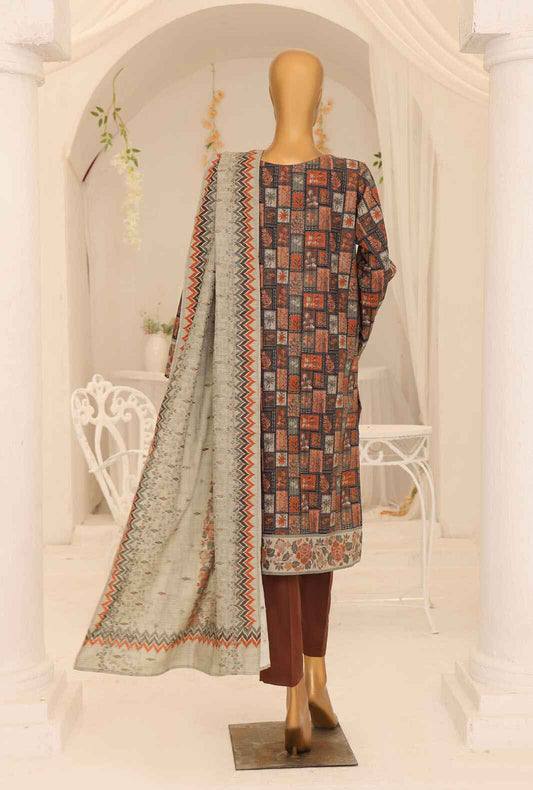 3 Piece Unstitched - Khaddar Premium Embroidered - PKE-17