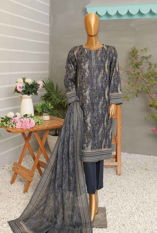 3 Piece Unstitched - Digital Printed Premium Khaddar Suit - PKP-48 Vol-02