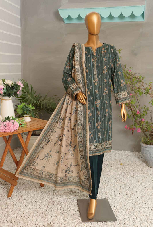 3 Piece Unstitched - Digital Printed Premium Khaddar Suit - PKP-50 Vol-02