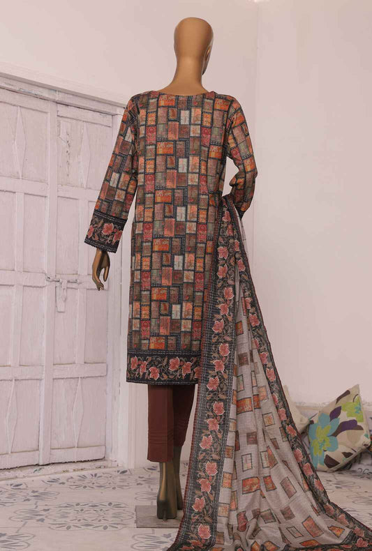 3 Piece Unstitched - Platinum Digital Printed Lawn Suit - PPC-191