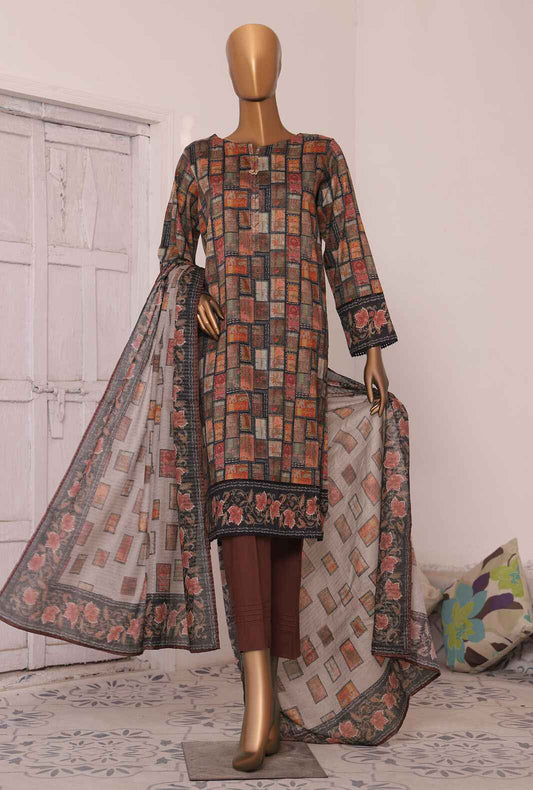 3 Piece Unstitched - Platinum Digital Printed Lawn Suit - PPC-191