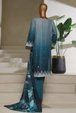 Ombre by HZ Textiles Printed Jacquard Suit Stitched 3 Piece PSJ-030 Silver Teal