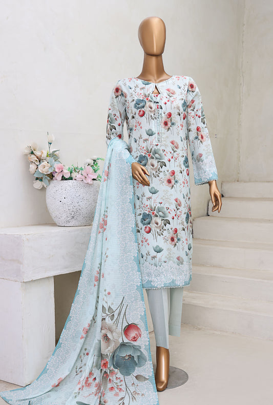 Cross Slub by HZ Textiles Digital Printed Lawn Suit Unstitched 3 Piece PWC-101 - Winter Collection