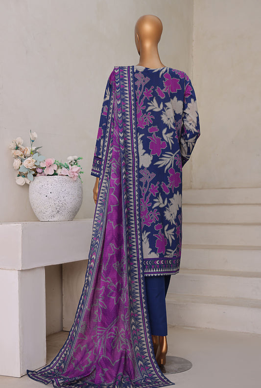 Cross Slub by HZ Textiles Digital Printed Lawn Suit Unstitched 3 Piece PWC-103 - Winter Collection