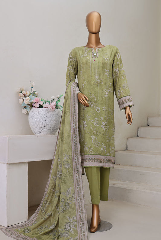 Cross Slub by HZ Textiles Digital Printed Lawn Suit Unstitched 3 Piece PWC-105 - Winter Collection