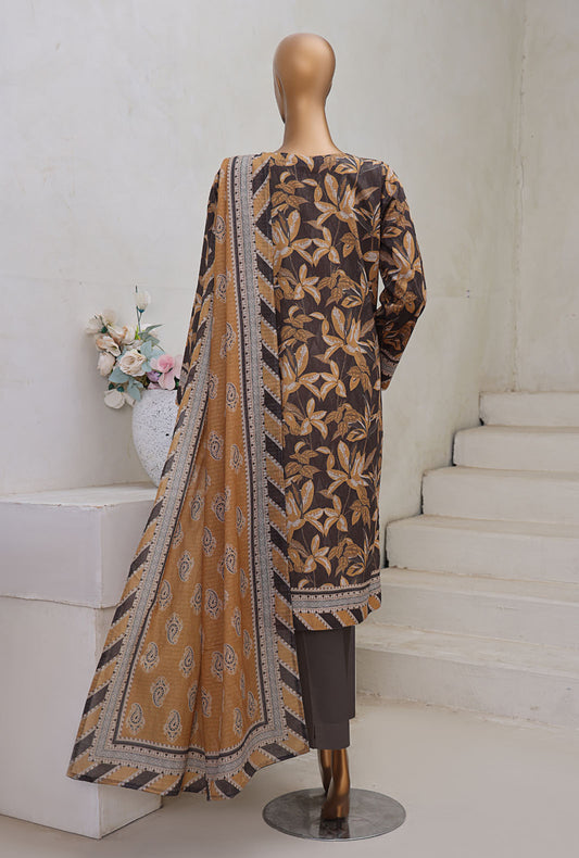 Cross Slub by HZ Textiles Digital Printed Lawn Suit Unstitched 3 Piece PWC-108 - Winter Collection