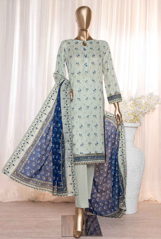 3 Piece Unstitched - Rimjhim Embroidered Lawn Suit - REC-123