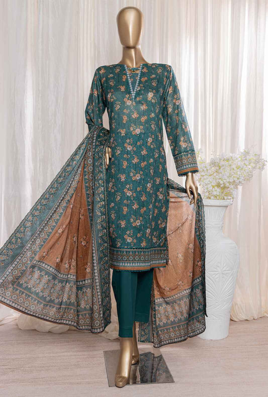 3 Piece Unstitched - Rimjhim Embroidered Lawn Suit - REC-128