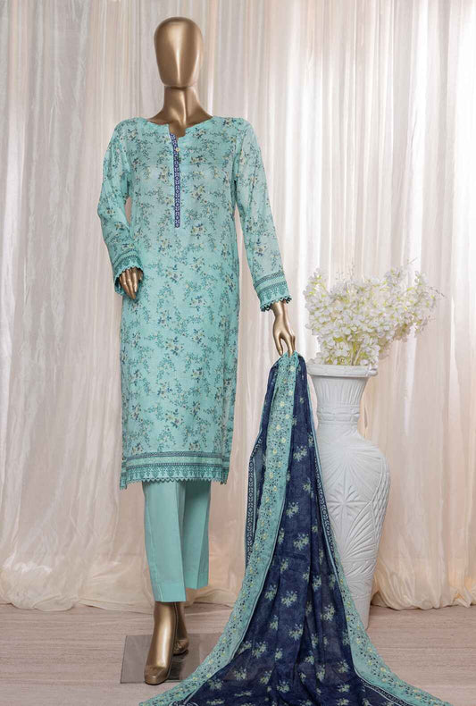 3 Piece Unstitched - Rimjhim Embroidered Lawn Suit - REC-130