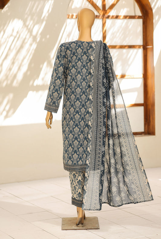 Daily Wear by HZ Textiles Embroidered Lawn Suit Unstitched 3 Piece Slate Noir-3101 Vol-02