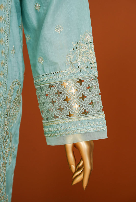 Muse by HZ Textiles Printed Suit Cotton Stitched 3 Piece SSE-103 Aqua Vol-01