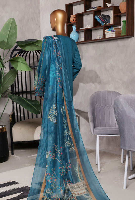 Muse by HZ Textiles Embroidered Suit Jacquard Stitched 3 Piece SSJ-2503 Teal Vol-02 - Ready To Wear