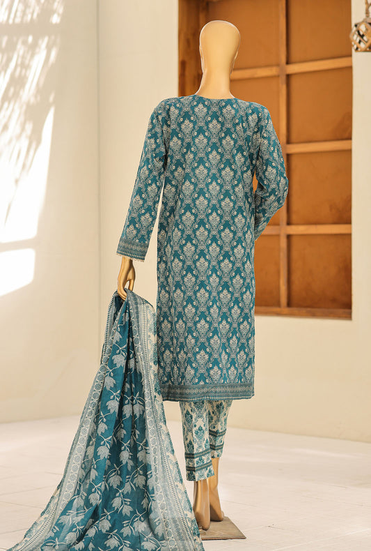 Daily Wear by HZ Textiles Embroidered Lawn Suit Unstitched 3 Piece Teal Imperial-3108 Vol-02