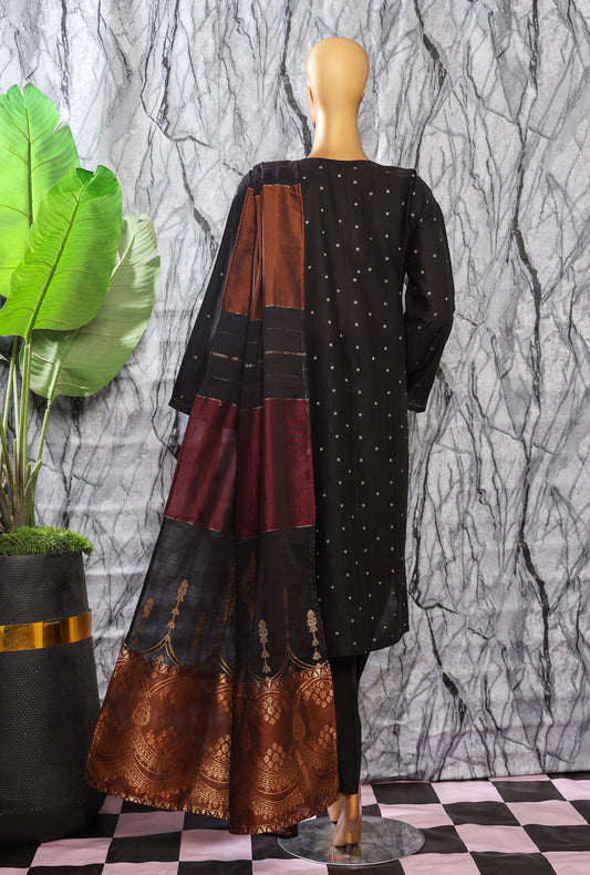 Turkish Jacquard by HZ Textiles Embroidered Jacquard Suit Unstitched 3 Piece TJE- 101-B - Vol 02