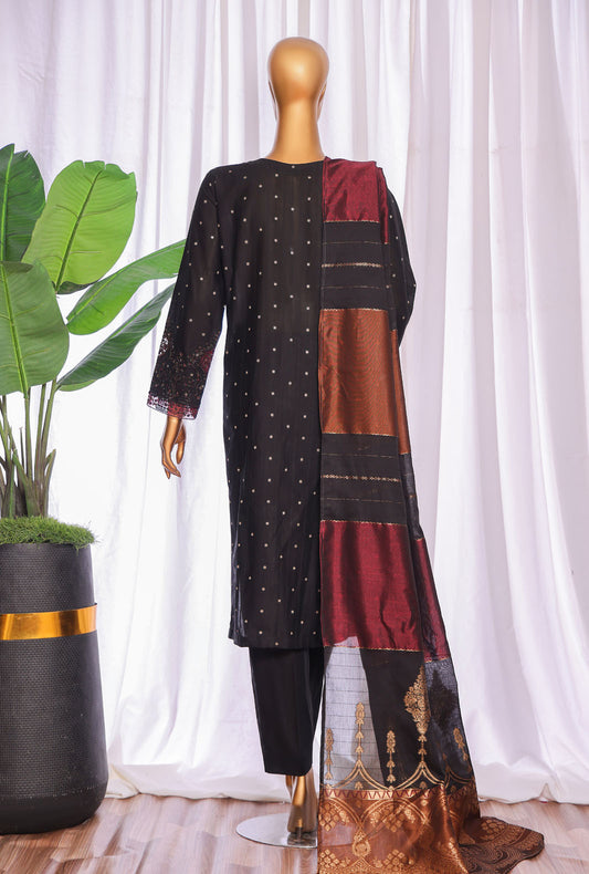 Turkish Embroidered Jacquard Unstitched Suit by HZ Textiles TJE- 101-C - Vol 03