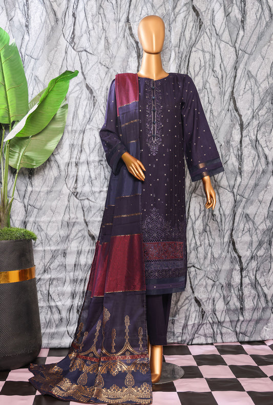 Turkish Jacquard by HZ Textiles Embroidered Jacquard Suit Unstitched 3 Piece TJE- 103-B - Vol 02