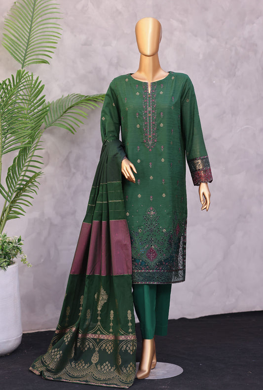 Turkish Embroidered Jacquard Unstitched Suit by HZ Textiles TJE- 7113 - Vol 01