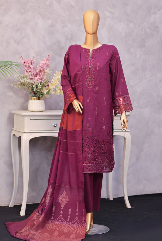 Turkish Embroidered Jacquard Unstitched Suit by HZ Textiles TJE- 7114 - Vol 01