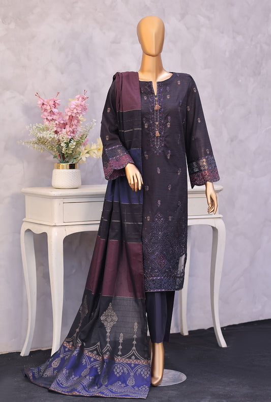 Turkish Embroidered Jacquard Unstitched Suit by HZ Textiles TJE- 7115 - Vol 01