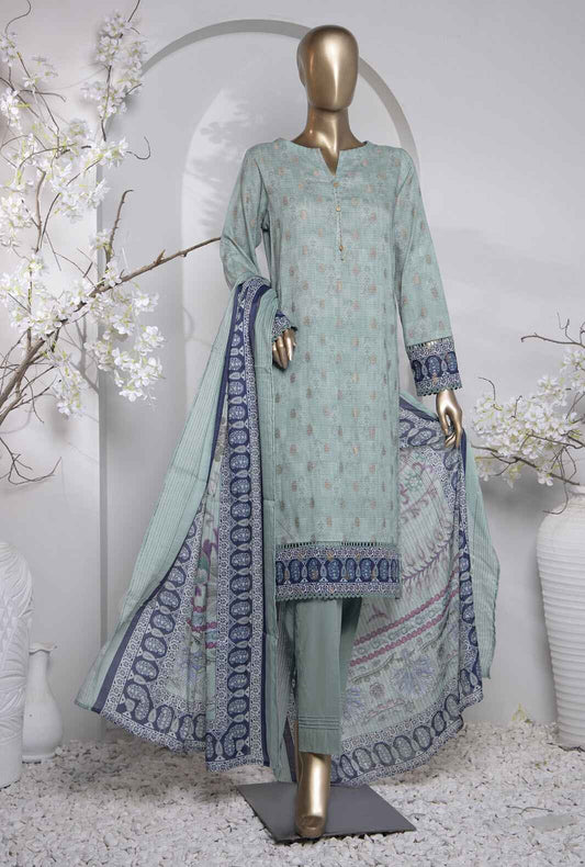 3 Piece Unstitched - Turkish Jacquard Digital Printed lawn Suit -TJP-1031