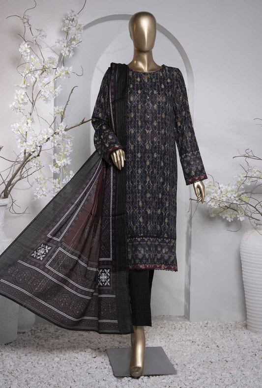 3 Piece Unstitched - Turkish Jacquard Digital Printed lawn Suit -TJP-1033