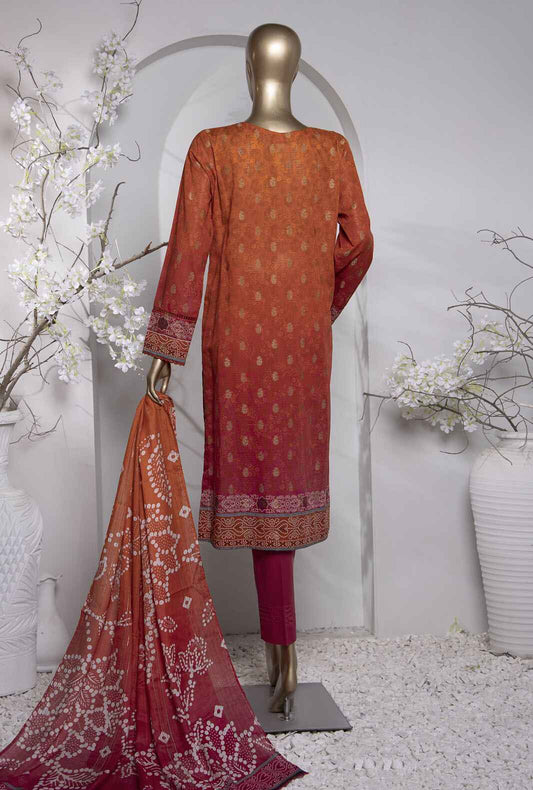 3 Piece Unstitched - Turkish Jacquard Digital Printed lawn Suit -TJP-1034