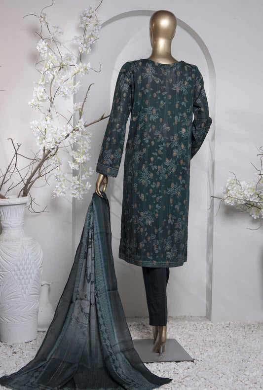 3 Piece Unstitched - Turkish Jacquard Digital Printed lawn Suit -TJP-1035