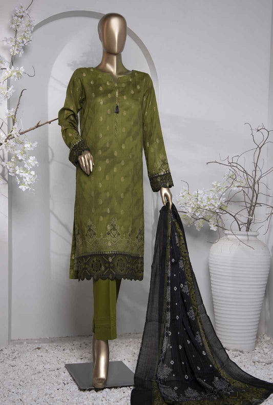 3 Piece Unstitched - Turkish Jacquard Digital Printed lawn Suit -TJP-1038