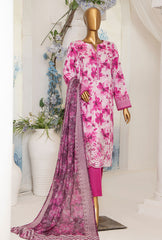 3 Piece Unstitched - Digital Printed Printkari Slub cambric Suit - PSC-207