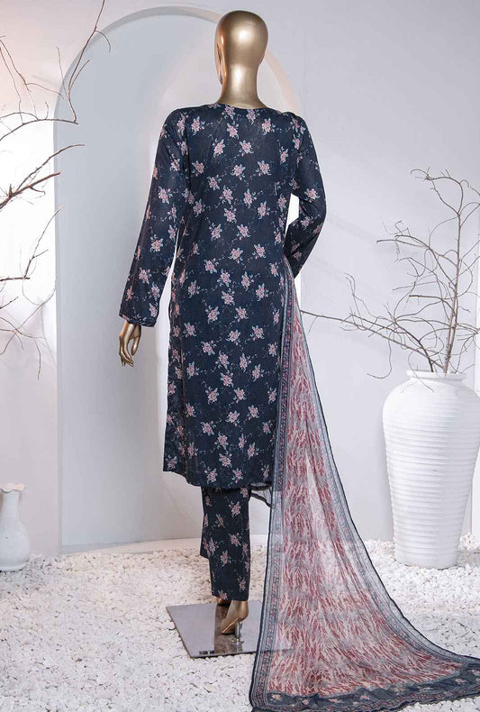 3 Piece Unstitched - Meenakari Digital Printed Embroidered Suit MEC-86