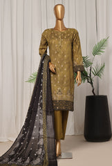 3 Piece Stitched - Damask Jacquard  Digital Printed Suit - PJL-706