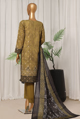 3 Piece Stitched - Damask Jacquard  Digital Printed Suit - PJL-706