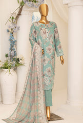 3 Piece Unstitched - Digital Printed Printkari Slub cambric Suit - PSC-214