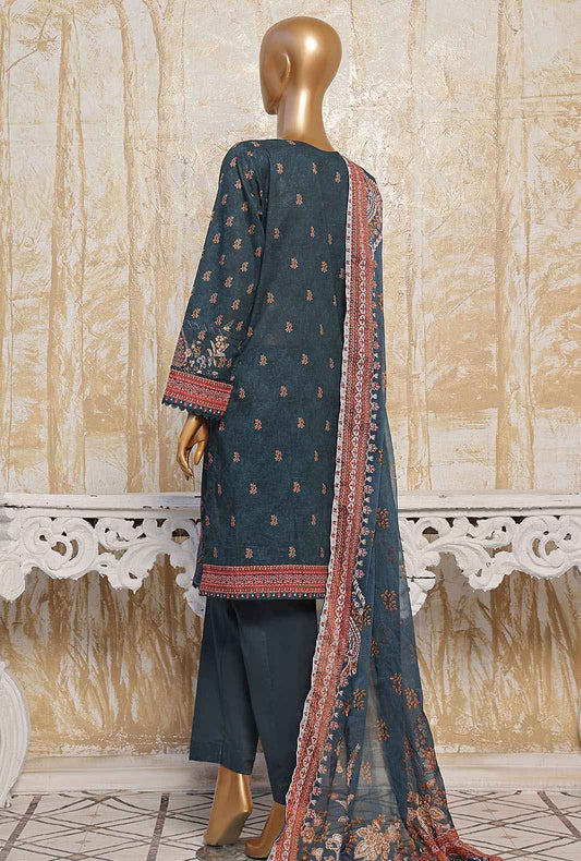 3 Piece Unstitched - Premium Festive Lawn Suit - PFC-782