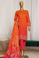 3 Piece Stitched - Damask Jacquard  Digital Printed Suit - PJL-705