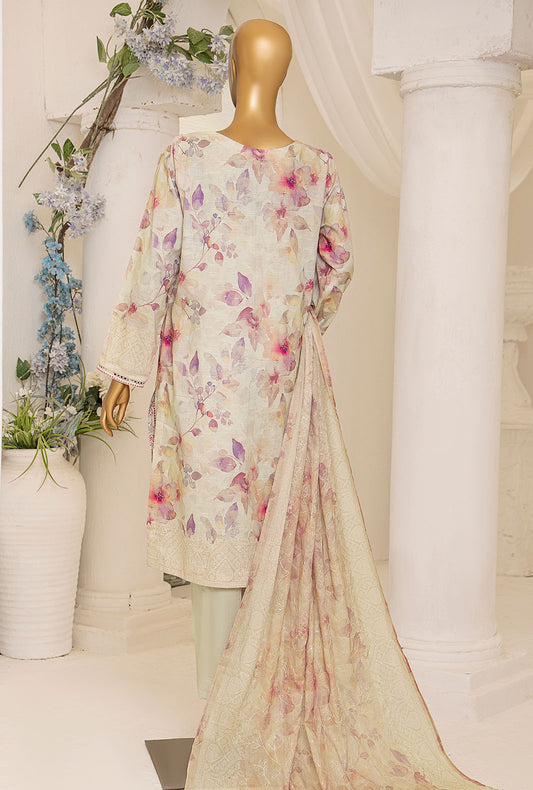 3 Piece Unstitched - Digital Printed Printkari Slub cambric Suit - PSC-205