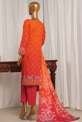 3 Piece Stitched - Damask Jacquard  Digital Printed Suit - PJL-705