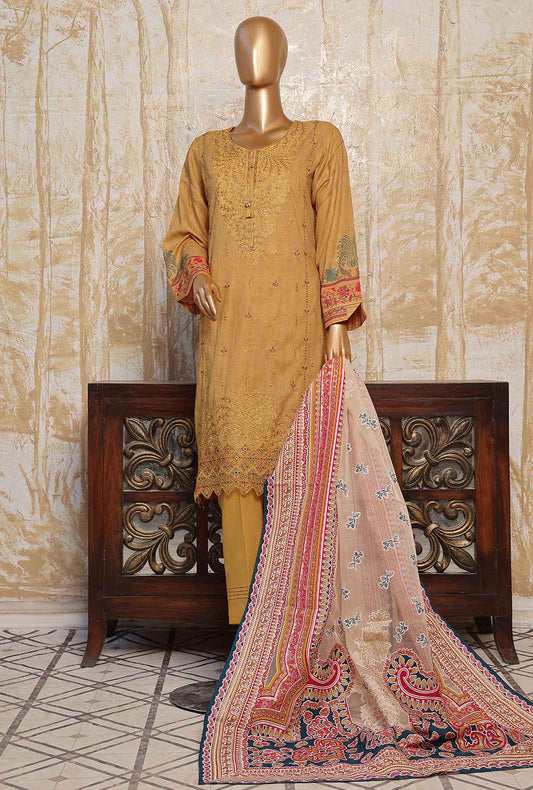 3 Piece Unstitched - Premium Festive Lawn Suit - PFC-777